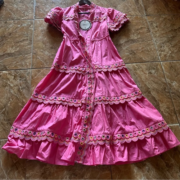 CeliaB Dresses & Skirts - Celia B Pink Embroidered Cotton Dress